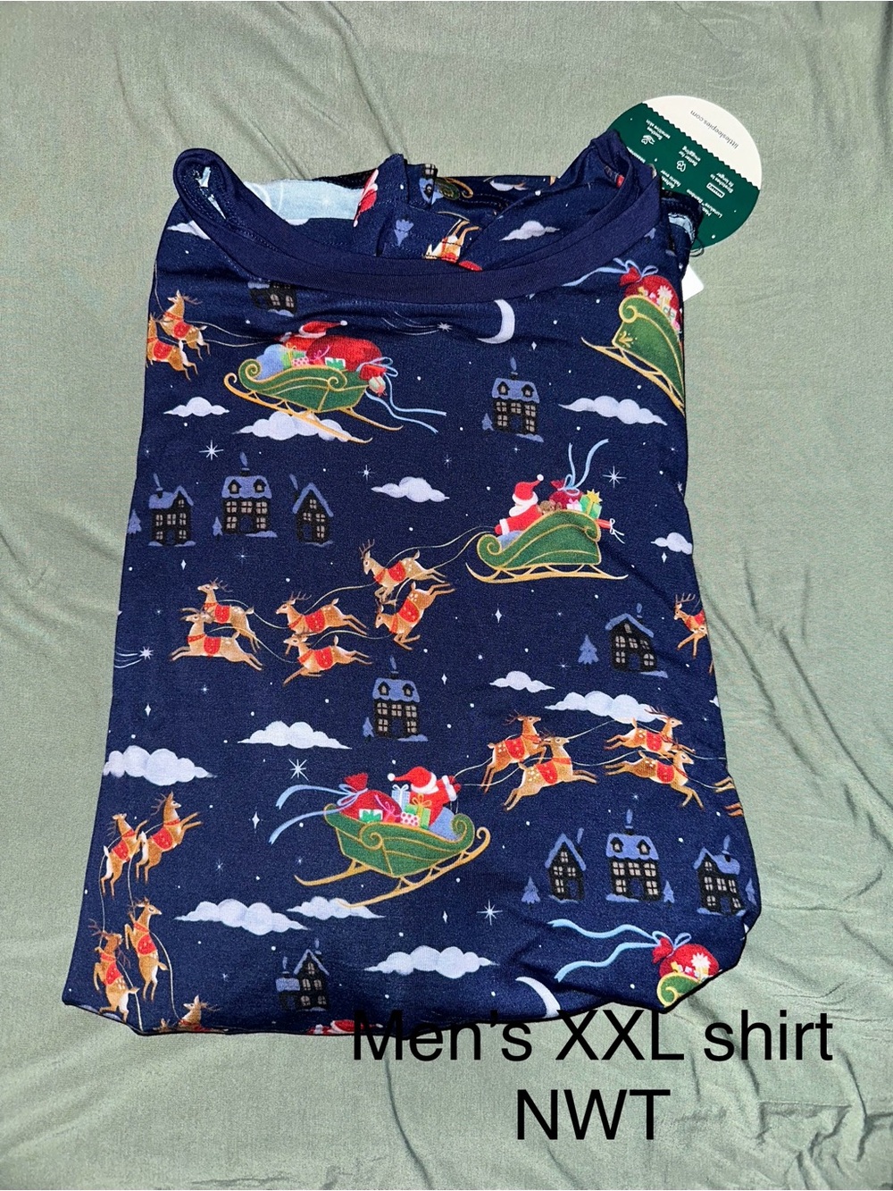 Little Sleepies Men's Navy Holiday Sleigh Long Sleeve Shirt